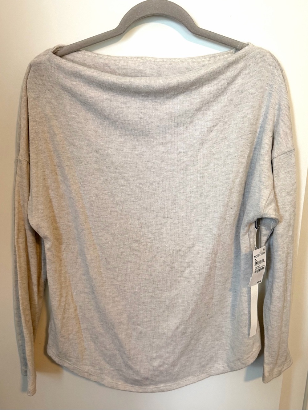 Nordstrom Light Beige Boatneck Long-Sleeve Top